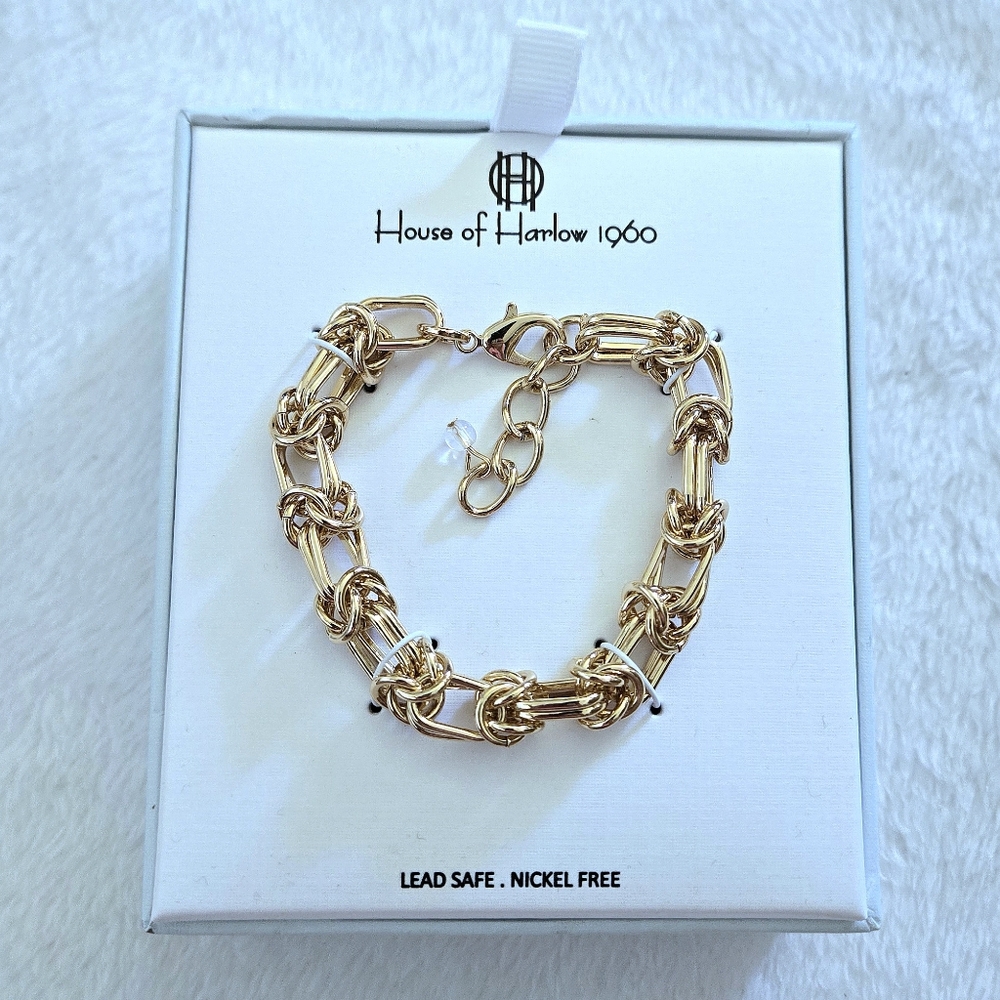 House🏠 of Harlow 1960 Gold💛 Knotted🪢 Link Chain⛓️ Bracelet - NIB - Picture 10 of 10